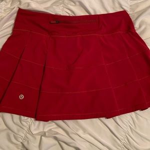 Red lululemon tennis skirt. WORN ONLY TWICE!!